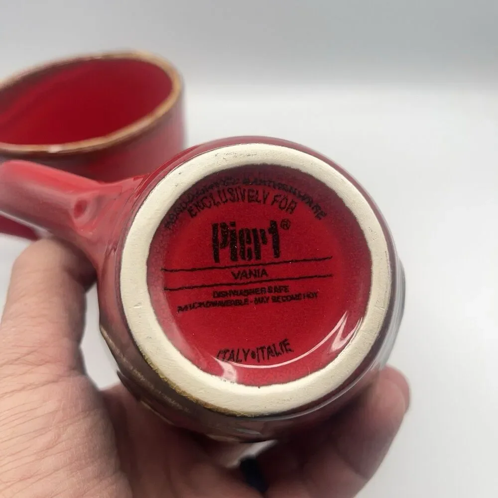 Pier 1 Vania Deep Red Mugs - Set Of 2